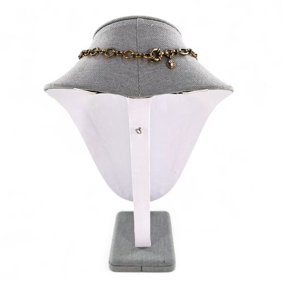 J Crew Clear Rhinestone Triad Statement Necklace Antique Brass - Picture 6 of 6